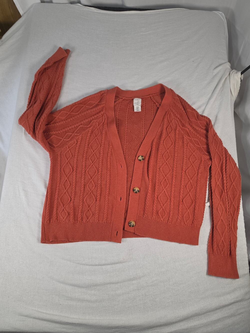 Joie Rust Cable Knit Button Front Cardigan Sweater M